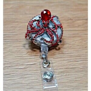 Octopus Rhinestones ID Name Card Key Tag Badge Reel Alligator Swivel Clip